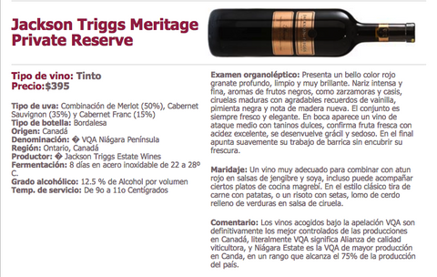 Vinos Tintos Canada